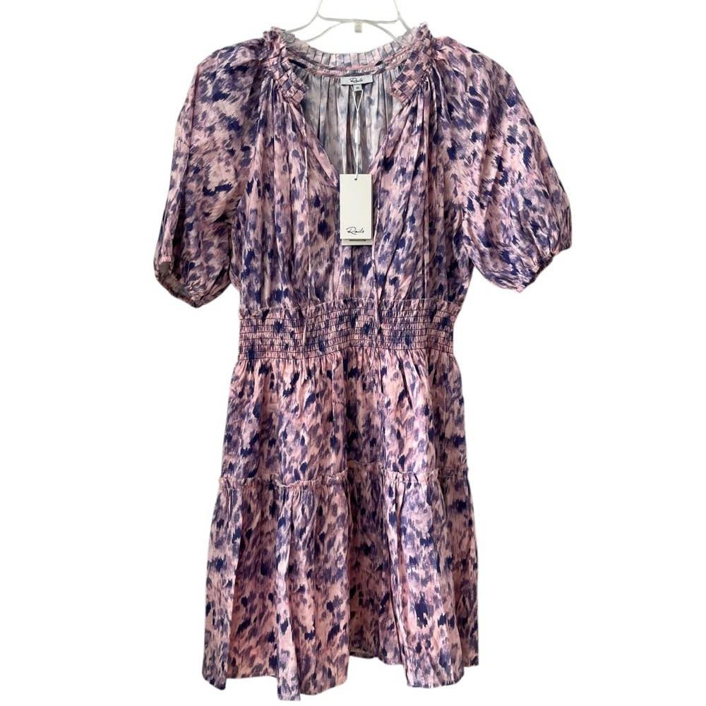 NEW $238 Rails Fiorella Cotton Ikat-Inspired Mini dress‎ Medium Pink Geometric - Picture 4 of 14